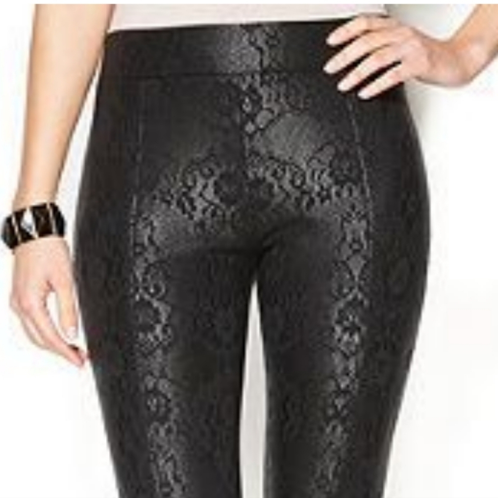 NWT! Black Lace Print Skinny Pants - Picture 5 of 12
